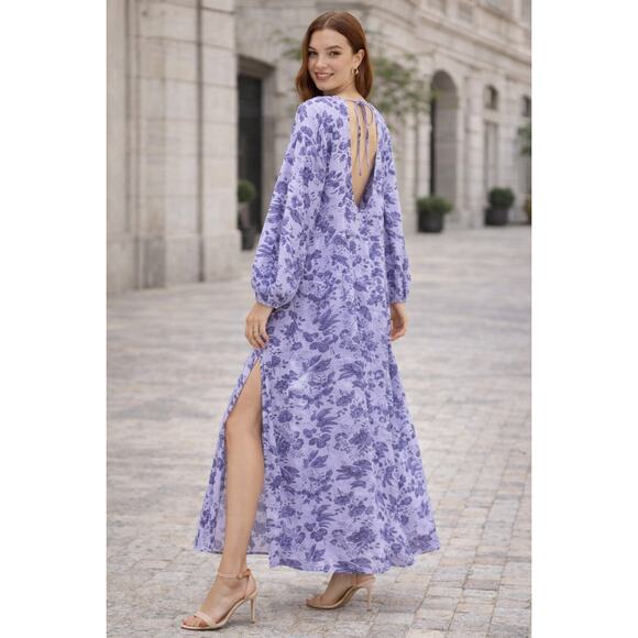 Hill House Dresses & Skirts - Hill House Simone Dress Large Lilac Purple Floral Maxi Open Back